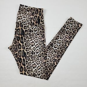 Onzie Leopard Print Leggings Small Medium Full Length S/M Animal High Rise